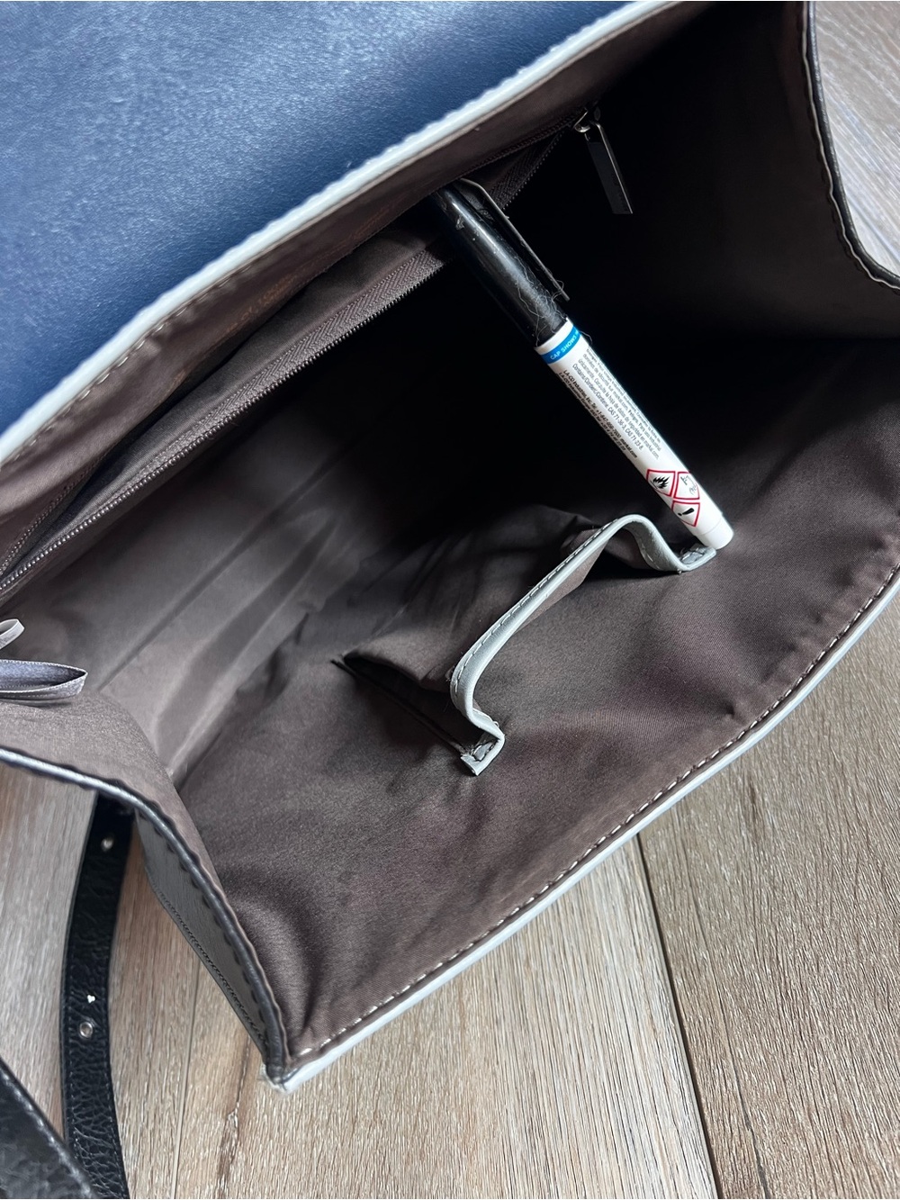 Matt & Nat Navy and Light Gray Two-Tone Top-Handle Satchel - Picture 5 of 16